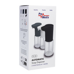 Automatisk doserare Promedix, vätskedispenser för flytande tvål, desinfektionsmedel, 300 ml, 4xAA, svart, PR-540 B. |…