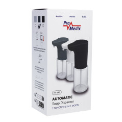 Automatisk dispenser Promedix, vätskebehållare för flytande tvål, desinfektionsmedel, 300 ml, 4xAA, grå, PR-540 GR. |…