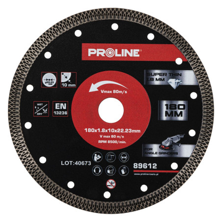 Diamantskiva för skärning, tunn, 180*1.8*10*22.23, Proline.