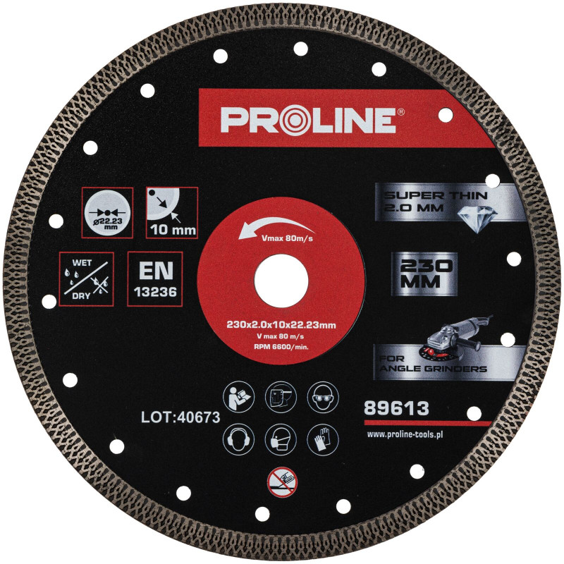 Diamantskiva för skärning, tunn, 230*2.0*10*22.23, Proline.