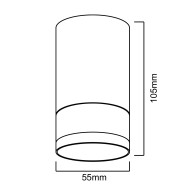 Ytmonterad armatur / rör Maclean, punktbelysning, rund, aluminium, GU10, 55x105mm, svart färg, MCE361 B