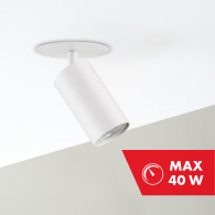 Inbyggnadslampa / Maclean-rör, punktbelysning, rund, aluminium, GU10, 55x100mm, vit färg, MCE364 W