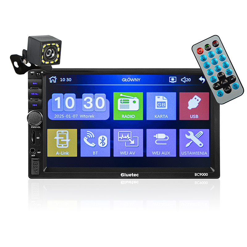 78-363- Radio bluetec bc9000 2din 7' + kamera för backning
