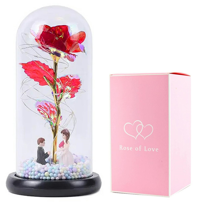 AG776D Evig ros i glas LED-figurer