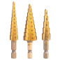 Set med stegbor i HSS TiN, 3-20 mm, Hex, 3 st.