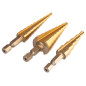 Set med stegbor i HSS TiN, 3-20 mm, Hex, 3 st.
