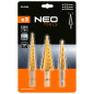 Set med stegbor i HSS TiN, 3-20 mm, Hex, 3 st.