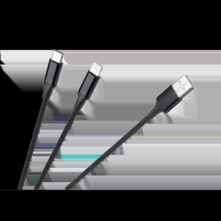 Kabel USB A till USB C/ Lightning (2-i-1) 1m