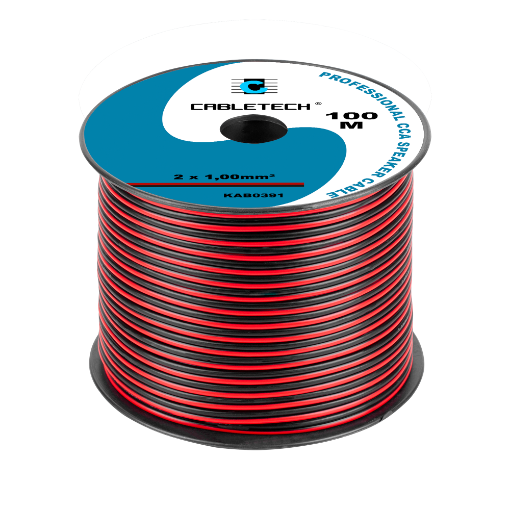 Högtalarkabel CCA 1,0 mm svart-röd Högtalarkabel CCA 1,0 mm svart-röd