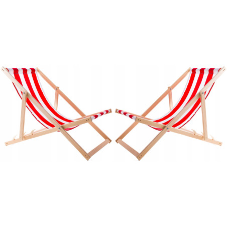 Set med solstolsbord + 2 solstolar Röda remmar, WOODOK