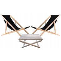 Set med solstolsbord + 2 solstolar SVARTA, Woodok