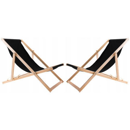 Set med solstolsbord + 2 solstolar SVARTA, Woodok