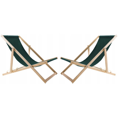 Set med solstolsbord + 2 gröna solstolar, Woodok