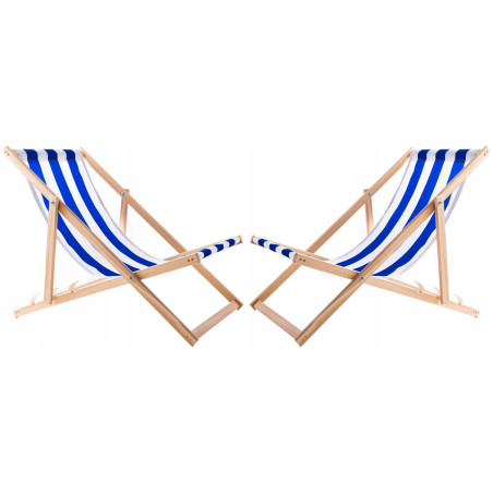 Set med solstolsbord + 2 solstolar Blå ränder, WOODOK