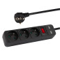 98-774- Nätdelar förlängare pr-370wsp/usb 3-uttag+usb med jordning+strömbrytare 1,5m svart 3x1,5mm