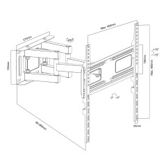 TV-fäste Maclean, max VESA 400x400, 32-75 tum, 50 kg, justerbar vinkel vertikalt och horisontellt, profil 80-380 mm, svart…
