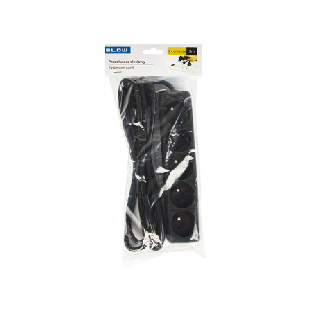 98-743- Nätkabel förlängare pr-570p 5-uttag med jordning 3m svart 3x1,5mm