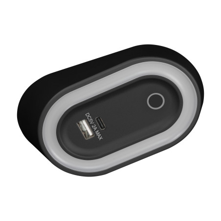 AGRA LED-underställslampa 2,5W, 80lm, 4000K, med beröringsfri strömbrytare och USB A+C-laddningsfunktion, svart |…