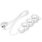 Förlängningssladd 3x2P+Z, 1,4m, 3x1mm², vit