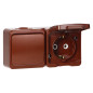 Utomhus eluttag 2P+Z med lock SCHUKO och 1-polig brytare IP44, SMART, brun