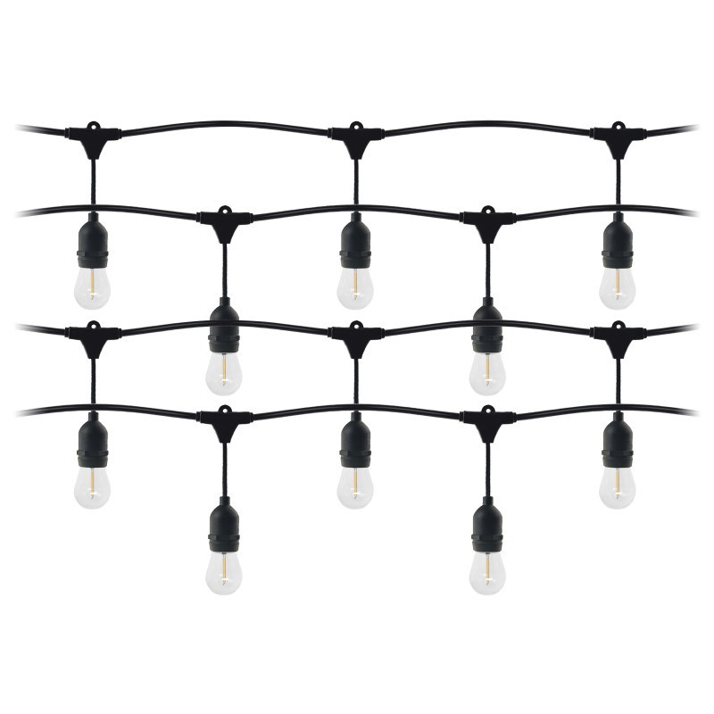 Ljusslinga - 1 sträng 20 m (20 armaturer) + 20 LED-lampor 1W E27, 3000K + 1 gratislampa