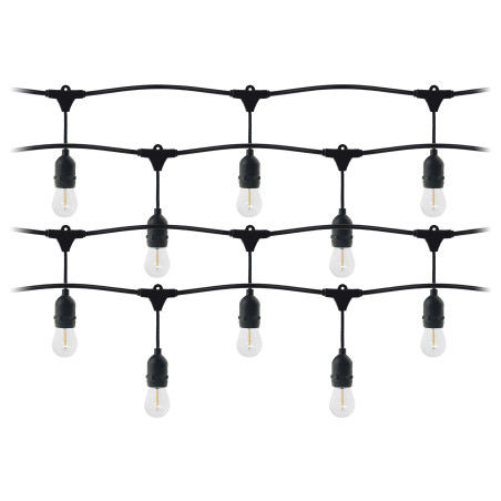 Ljusslinga - 1 sträng 20 m (20 armaturer) + 20 LED-lampor 1W E27, 3000K + 1 gratislampa | HandlaSmidigt.se