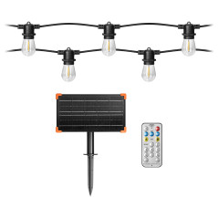 Solcellsgirland belysning - 1 sträng 10 m (10 lampor) + 10 LED-lampor 0,1W E27, 3000K + 1 extra lampa gratis | HandlaSmidigt.se