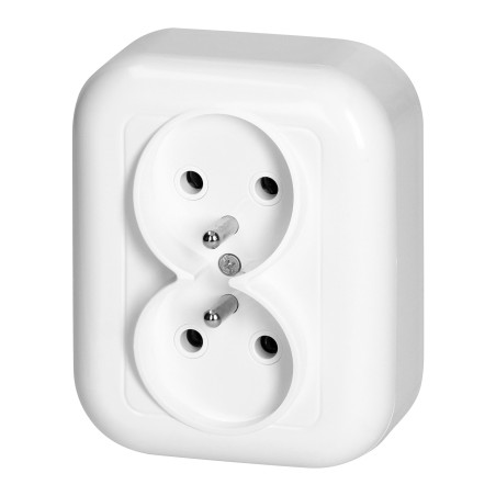 Dubbelt vägguttag för 2x2p+Z 16A, 250V, FAN, vit | HandlaSmidigt.se