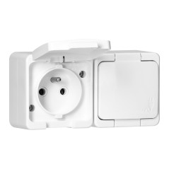 Utomhusdubbeluttag 2P+Z med stänkskydd och lock i IP44-klass, SMART, vit | HandlaSmidigt.se