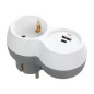 Grenuttag 2P+Z, USB-A+C, schuko, vit-grå