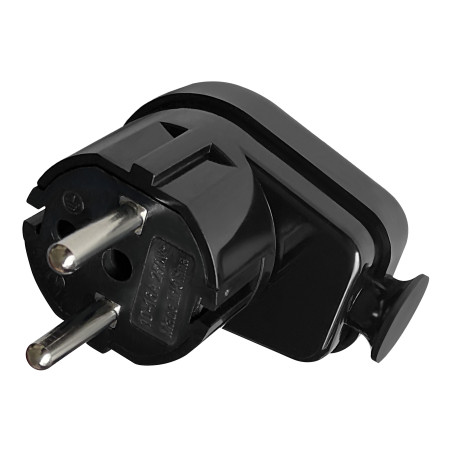 Vinkelkontakt Uni-Schuko 16A, 230V, svart | HandlaSmidigt.se