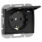 Utomhus enkeluttag för 2P+Z Schuko med stänkskydd och lock Onyx, 16A, 250V, PT-17OH, svart