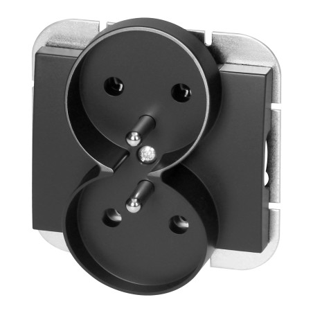 Utomhus dubbeluttag 2x2P+Z Onyx, 16A, 250V, PT-6OR, svart