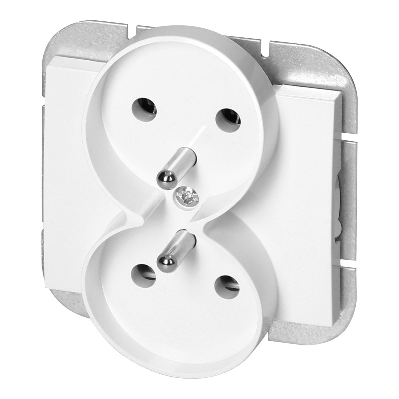 Utomhusdubbeluttag 2x2P+Z Onyx, 16A, 250V, PT-6OR, vit