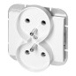 Utomhusdubbeluttag 2x2P+Z Onyx, 16A, 250V, PT-6OR, vit