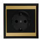 Utomhusuttag enkel för 2P+Z, Schuko Luna, 16A, 250V, PT-17L, svart/guld.