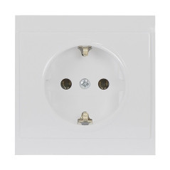 Uttagsuttag enkel för 2P+Z, Schuko Luna, 16A, 250V, PT-17L, vit