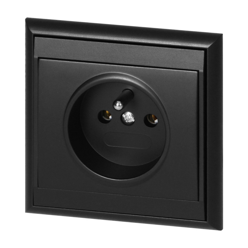 Utomhusuttag enkel 2P+Z Luna, 16A, 250V, PT-16L, svart