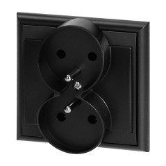 Utomhusdubbeluttag för 2x2P+Z Luna, 16A, 250V, PT-6LR, svart