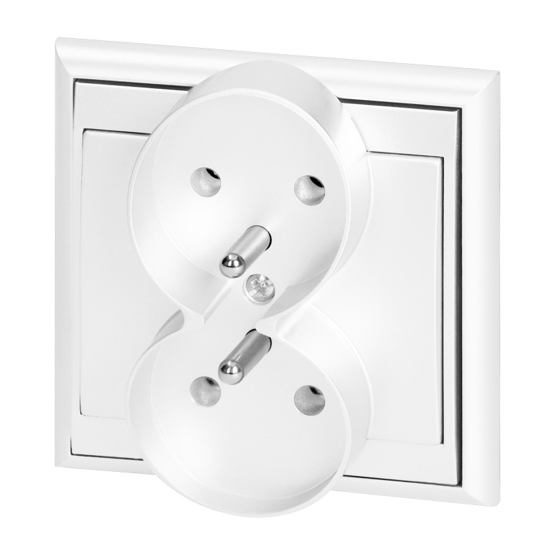 Utomhusdubbeluttag för 2x2P+Z Luna, 16A, 250V, PT-6LR, vit