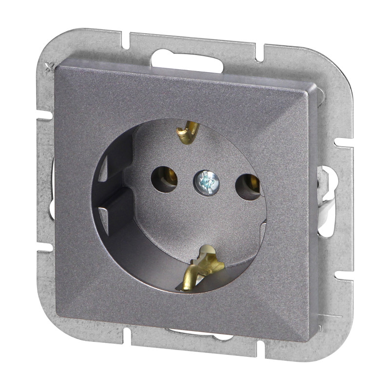 Utomhusuttag enkel 2P+Z Schuko Pearl, 16A, 250V, PT-17P, antracit