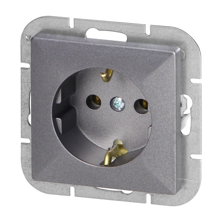 Utomhusuttag enkel 2P+Z Schuko Pearl, 16A, 250V, PT-17P, antracit