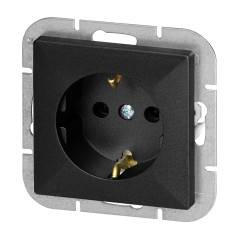Utomhusuttag enkel p/t 2P+Z Schuko Pearl, 16A, 250V, PT-17P, svart
