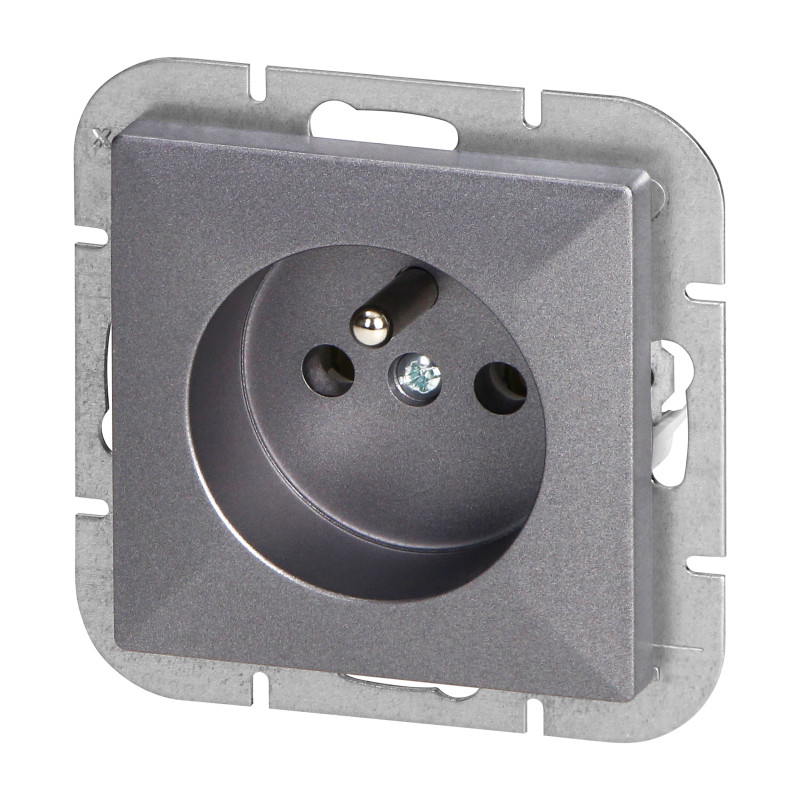 Utomhusuttag enkel 2P+Z Pearl, 16A, 250V, PT-16P, antracit