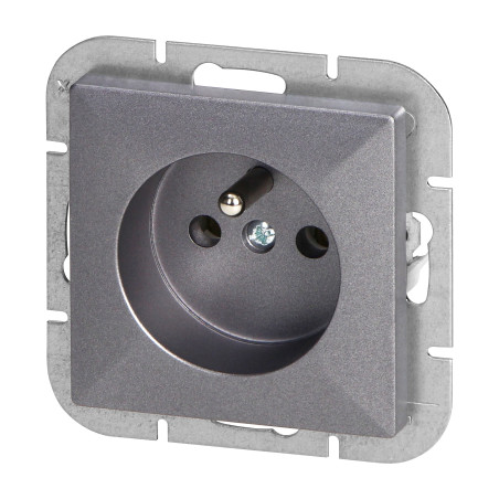 Utomhusuttag enkel 2P+Z Pearl, 16A, 250V, PT-16P, antracit