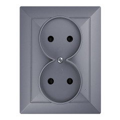 Utomhusdubbeluttag 2x2P Pearl, 16A, 250V, PT-5 P, antracit