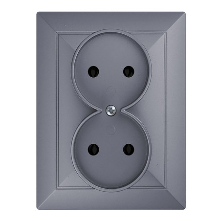 Utomhusdubbeluttag 2x2P Pearl, 16A, 250V, PT-5 P, antracit