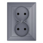 Utomhusdubbeluttag 2x2P Pearl, 16A, 250V, PT-5 P, antracit