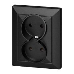 Dubbeluttag för 2x2P Pearl, 16A, 250V, PT-5 P, svart