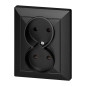 Dubbeluttag för 2x2P Pearl, 16A, 250V, PT-5 P, svart